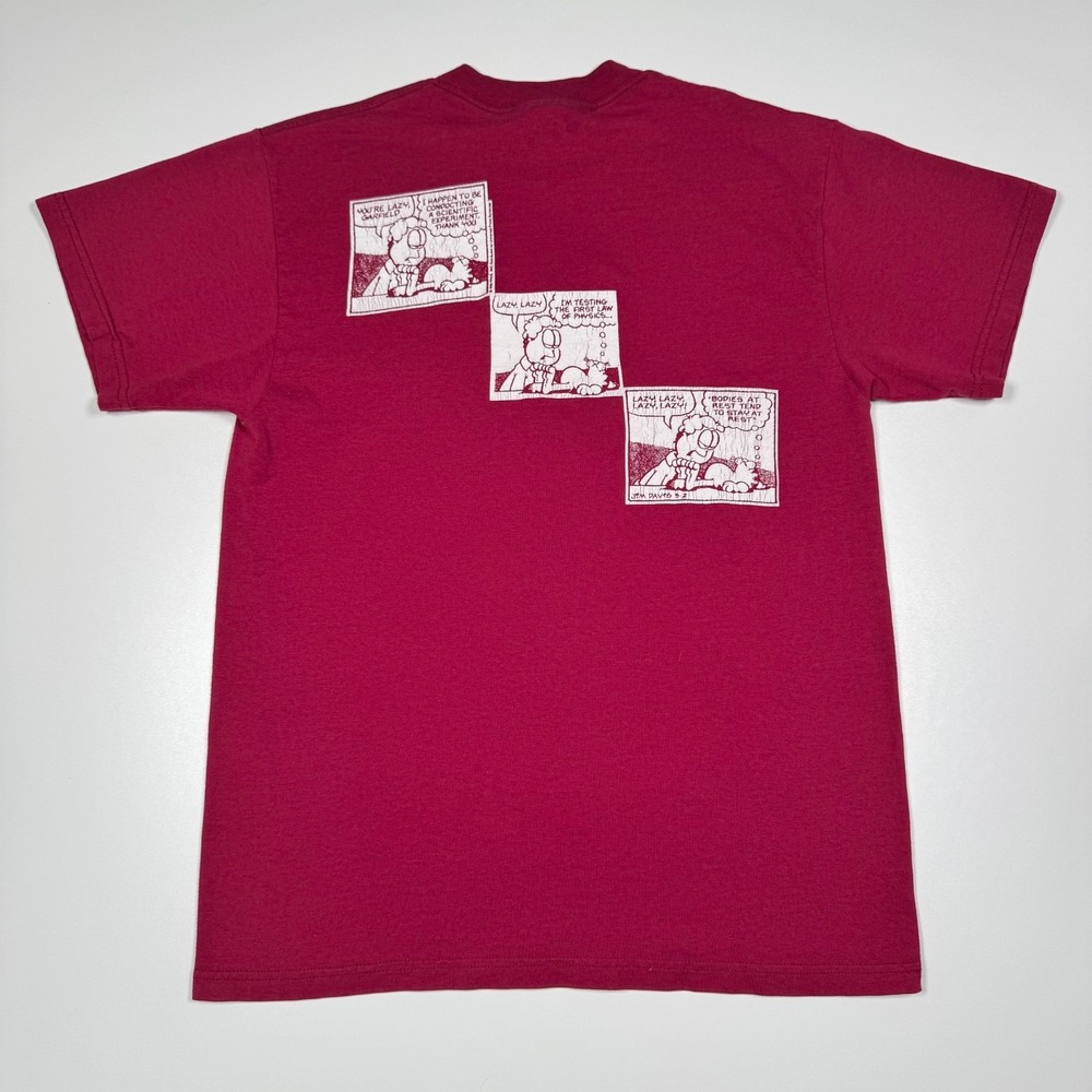 Vintage 90s Physics Garfield Jim Davis Shirt - Burgundy - Medium